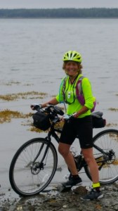 Jane - tire dip in the ocean at Bar Harbor Maine
